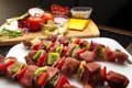 Kebabs with fixins ready for the grill-2 Royalty Free Stock Photo