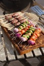 Kebabs ready to cook on a barbacue Royalty Free Stock Photo