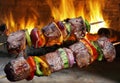 Kebabs on a skewer