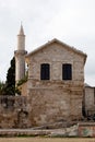Kebir Mosquealso known as Buyuk mosque minaret in Larnaca, Cyprus and Larnaca Castle Museum