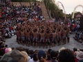 Kecak fire dance art performance show, traditional spiritual culture Ramayana ceremony at Uluwatu Temple Bali Indonesia