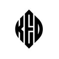 KED circle letter logo design with circle and ellipse shape. KED ellipse letters with typographic style. The three initials form a