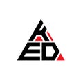 KED triangle letter logo design with triangle shape. KED triangle logo design monogram. KED triangle vector logo template with red