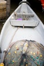 Inside boat with fishing net