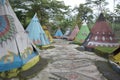 Kediri, East Java, Indonesia - February 28th, 2021: Ethnic tent with full color