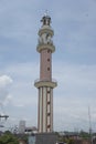 Kediri, East Java Indonesia - February 10th, 2021 : The tower of Masjid Agung Kediri Kediri Great Mosque