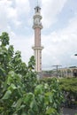 Kediri, East Java Indonesia - February 10th, 2021 : The tower of Masjid Agung Kediri Kediri Great Mosque