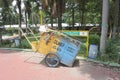 Kediri, East Java Indonesia - February 10th 2021: Trash carts in the park