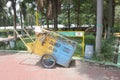 Kediri, East Java Indonesia - February 10th 2021: Trash carts in the park