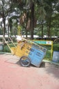 Kediri, East Java Indonesia - February 10th 2021: Trash carts in the park