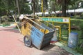 Kediri, East Java Indonesia - February 10th 2021: Trash carts in the park