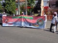 Kediri, East Java Indonesia, 16th July 2020 : Indonesian demonstration on the street. Demonstration about draft bill HIP RUU HIP