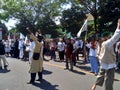 Kediri, East Java Indonesia, 16th July 2020 : Indonesian demonstration on the street. Demonstration about draft bill HIP RUU HIP