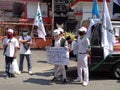 Kediri, East Java Indonesia, 16th July 2020 : Indonesian demonstration on the street. Demonstration about draft bill HIP RUU HIP