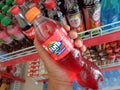 Kediri, Indonesia Januari 12, 2020 : fanta strawberry, one of indonesian famous soft drink