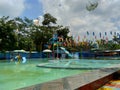 Kediri, Melta Waterland, East Java, Indonesia - March 21st, 2020 : Closure of swimming pool due to corona virus. Lockdown process Royalty Free Stock Photo