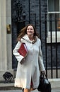 Keegan MP, Secretary of State for Education, pictured in Downing Street, London