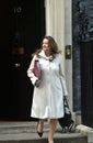 Keegan MP, Secretary of State for Education, pictured in Downing Street, London