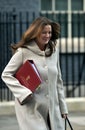 Keegan MP, Secretary of State for Education, pictured in Downing Street, London