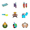 Keeker icons set, cartoon style