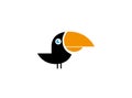 Keel billed toucan black bird with yellow beak for logo Royalty Free Stock Photo