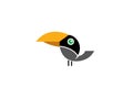 Keel billed toucan black bird with yellow beak for logo design