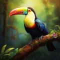 Ai Generated illustration Wildlife Concept of Keel Billed Toucan.