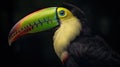 Keel-billed Toucan portrait in nature. Generative AI