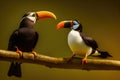 Keel-billed Toucan, Ramphastos sulfuratus, bird with big bill. Toucan sitting on the branch, generative ai Royalty Free Stock Photo