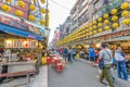 Keelung Miaokou night market famous throughout Taiwan for its large selection of food. Royalty Free Stock Photo