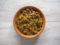 Keema Beef Curry - Indian dish with meat and peas