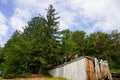 Tourists at the Avalanche Lake Trial in the High Peaks Wilderness Area of the Adirondack State Park in Upstate New York