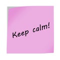 Keep calm 3d illustration post note reminder on white with clipping path