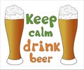 Keep calm-drink beer sticker with glasses Royalty Free Stock Photo