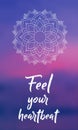 Keep Calm - Mediation and Yoga Spiritual sacred geometry background with mandala and blurred calm sunset clouds in the background Royalty Free Stock Photo