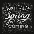 Keep calm Spring is coming lettering.