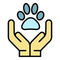 Keep care pet icon color outline vector Royalty Free Stock Photo