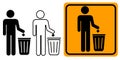 Keep Clean Silhouette Sign. Allowed Throw Rubbish, Waste, Garbage in Bin Symbol. Do Not Throw Trash in Toilet Glyph Icon. Warning Royalty Free Stock Photo