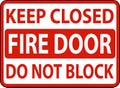 Keep Closed Do Not Block Fire Door Sign Royalty Free Stock Photo