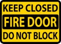Keep Closed Do Not Block Fire Door Sign Royalty Free Stock Photo