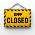 Generative AI Warning Sign Keep Closed Signal Board Lock Chain Safety Barrier Concept business concept. Royalty Free Stock Photo