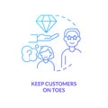 Keep customers on toes concept blue gradient icon