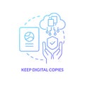 Keep digital copies blue gradient concept icon