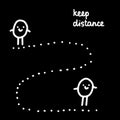 Keep distance hand drawn vector illustration in cartoon comic style people standing apart Royalty Free Stock Photo