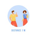 Keep distance 1 meter flat detailed icon