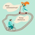 Keep distance and stop coronavirus, vector illustration Royalty Free Stock Photo