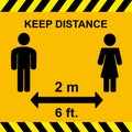 Keep distancing sign. Vector illustration in flat design.