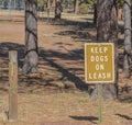 Keep Dogs on Leash Sign at Tall Timbers National Park, Overgaard, Navajo County, Sitgreaves National Forest, Arizona USA Royalty Free Stock Photo