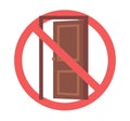 Keep Door Closed sign. Notice label. Warning red prohibition symbol, caution emblem design. Room entrance. Forbidden