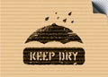 Keep Dry grunge sign on carton box for logistics or cargo. Vector illustration Royalty Free Stock Photo